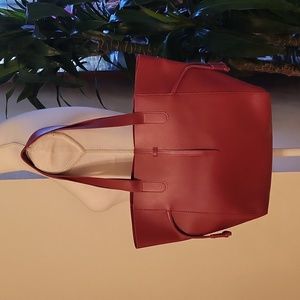 Red Faux Leather Minimalist Business Casual Shoulder Purse